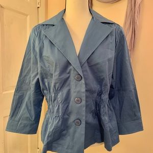 Cornflower blue Joan Rivers jacket.